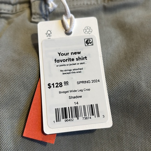 Marine Layer Wide Leg Crop Jeans High Rise Green Grey Size 14 NWT - Picture 6 of 6